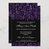 50歳の誕生エレガント日パーティーのスター·紙吹雪·パープル 招待状 (正面/裏面)