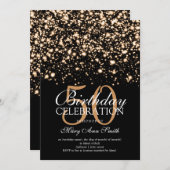 50歳の誕生エレガント日パーティー金ゴールド深夜の朝 招待状 (正面/裏面)
