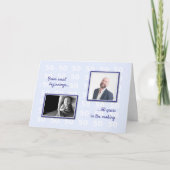 50歳の誕生日あなたの写真と文字ブルー カード (正面)