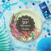 50歳の誕生日おめでとうウォームフラワースプリングブルームズペインティング ペーパープレート (パーティー)