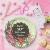 50歳の誕生日おめでとうウォームフラワースプリングブルームズペインティング ペーパープレート (パーティー)