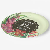 50歳の誕生日おめでとうウォームフラワースプリングブルームズペインティング ペーパープレート (アングル)
