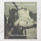 50歳の誕生日おめでとうキッズフォト ワインラベル (シングルラベル)
