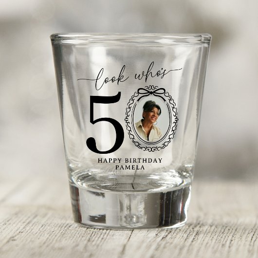 50歳の誕生日おめでとうフォトパーソナライズ ショットグラス