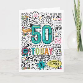 50歳の誕生日おめでとうプリントカード 招待状