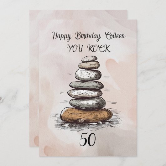 50歳の誕生日おめでとうロックカード 招待状 (正面/裏面)