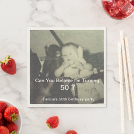 50歳の誕生日おめでとう子供の写真 スタンダードランチョンナプキン