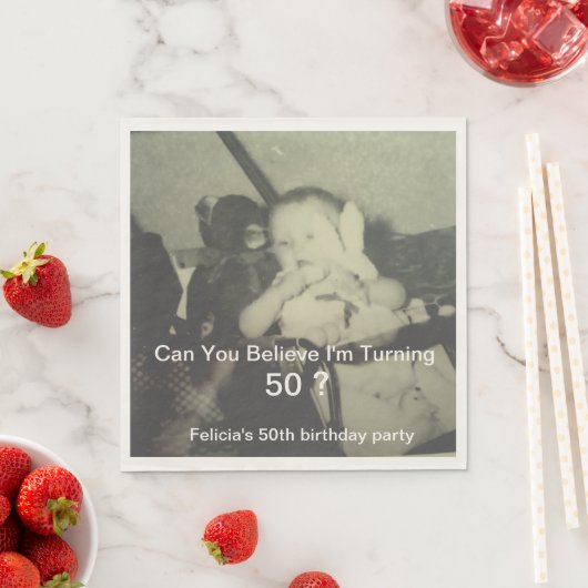 50歳の誕生日おめでとう子供の写真 スタンダードランチョンナプキン (インサイチュ)