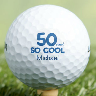 50歳の誕生日おめでとう クラシックなブルーデザイン ゴルフボール