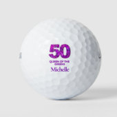50歳の誕生日おめでとう グリーン上の女王 ゴルフボール (正面)