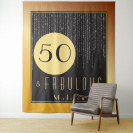 50歳の誕生日おめでとう!ゴージャスな金色がクールで楽しいタペストリー タペストリー