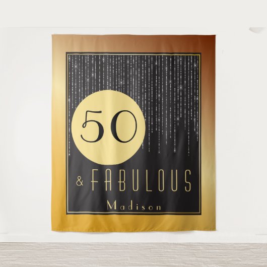 50歳の誕生日おめでとう!ゴージャスな金色がクールで楽しいタペストリー タペストリー (正面)