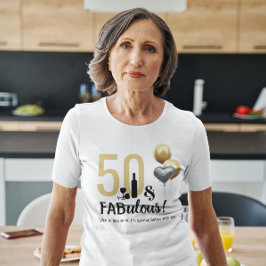 50歳の誕生日おめでとう ゴールドとブラックのモダンな誕生日デザイン Tシャツ