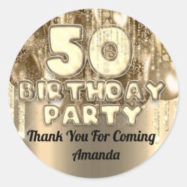 50歳の誕生日おめでとう ゴールドバルーン ご来場ありがとうございます ラウンドシール