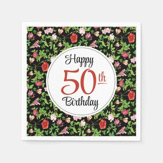 50歳の誕生日おめでとう スタンダードカクテルナプキン (正面)