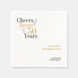 50歳の誕生日おめでとう チアとビールパーティー スタンダードカクテルナプキン
