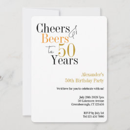 50歳の誕生日おめでとう!チーズとビールで乾杯ミニマルパーティー 招待状