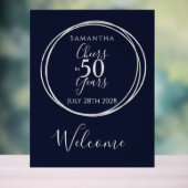 50歳の誕生日おめでとう ネイビーの50年パーティー アクリルサイン (ニュートラル)
