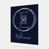 50歳の誕生日おめでとう ネイビーの50年パーティー アクリルサイン (傾斜)