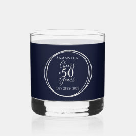 50歳の誕生日おめでとう ネイビーシルバー パーティー ウイスキーグラス