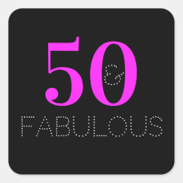 50歳の誕生日おめでとう ネオン ピンク ブラック パーティー スクエアシール