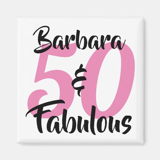 50歳の誕生日おめでとう パーソナライズド 名前 ピンク マグネット (正面)