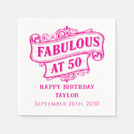 50歳の誕生日おめでとう ビンテージシックピンク スタンダードカクテルナプキン