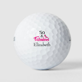 50歳の誕生日おめでとう ピンクのハイヒール ゴルフボール