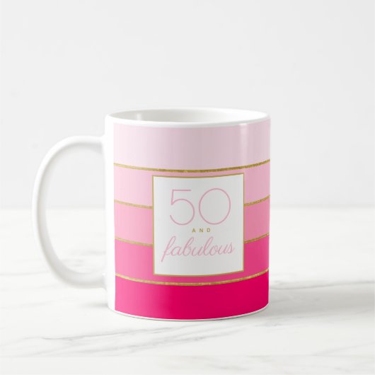 50歳の誕生日おめでとう ピンクゴールド コーヒーマグカップ (左)
