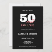 50歳の誕生日おめでとう！ブラックインビテーション 招待状 (正面)