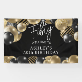 50歳の誕生日おめでとう ブラックゴールド 横断幕