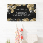 50歳の誕生日おめでとう ブラックゴールド 横断幕 (インサイチュ)