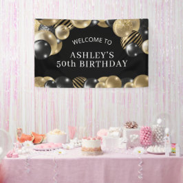 50歳の誕生日おめでとう ブラックゴールド 横断幕