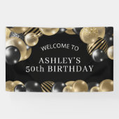 50歳の誕生日おめでとう ブラックゴールド 横断幕 (横)