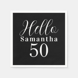 50歳の誕生日おめでとう ブラック＆ホワイトパーティー スタンダードカクテルナプキン