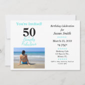 50歳の誕生日おめでとう ブルーシンプル招待状 招待状 (正面)