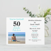 50歳の誕生日おめでとう ブルーシンプル招待状 招待状 (スタンド正面)