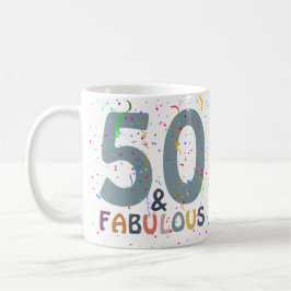 50歳の誕生日おめでとう ブルー モダンなタイポグラフィ コーヒーマグカップ