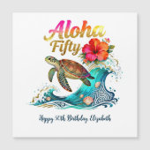 50歳の誕生日おめでとう マグネットカード 熱帯 海 ビーチ (正面)