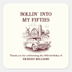 50歳の誕生日おめでとう メンズ ビンテージ バーンカー スクエアシール