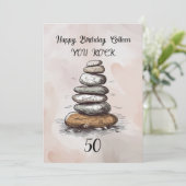 50歳の誕生日おめでとう　ロックだぜ！のグリーティングカード 招待状 (スタンド正面)