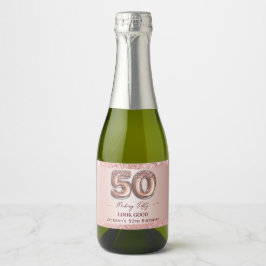 50歳の誕生日おめでとう ローズゴールド スパークリングワインラベル