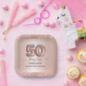 50歳の誕生日おめでとう ローズゴールド ペーパープレート (パーティー)