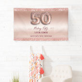 50歳の誕生日おめでとう ローズゴールド 横断幕 (インサイチュ)