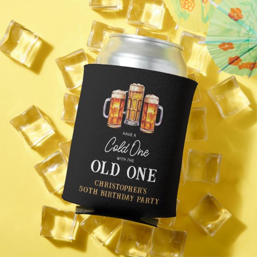 50歳の誕生日おめでとう 冷たいビール 缶クーラー (インサイチュ 夏)