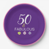 50歳の誕生日おめでとう 素敵なデイジーの節目 ペーパープレート (正面)