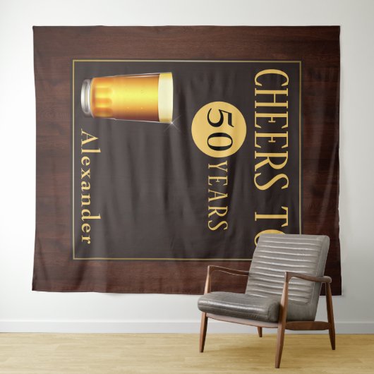 50歳の誕生日おめでとう！素敵な記念日を祝って乾杯！ タペストリー (インサイチュ(横))