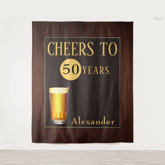 50歳の誕生日おめでとう!素敵な記念日を祝って乾杯! タペストリー (正面)