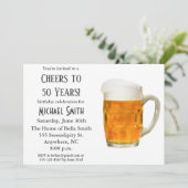 50歳の誕生日おめでとう　50年のモダンなお祝い ビール招待状 招待状 (スタンド正面)