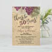 50歳の誕生日おめでとう 50年の歴史を持つヴィンテージ ラスティック 招待状 (スタンド正面)